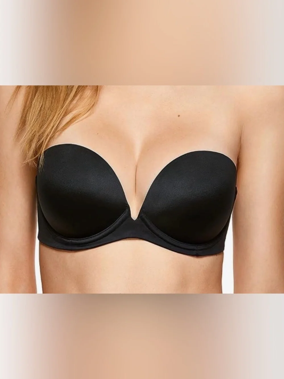 Push-Up Bra - Strapless Plunge w/ Strap- Balconette Demi,  NWT